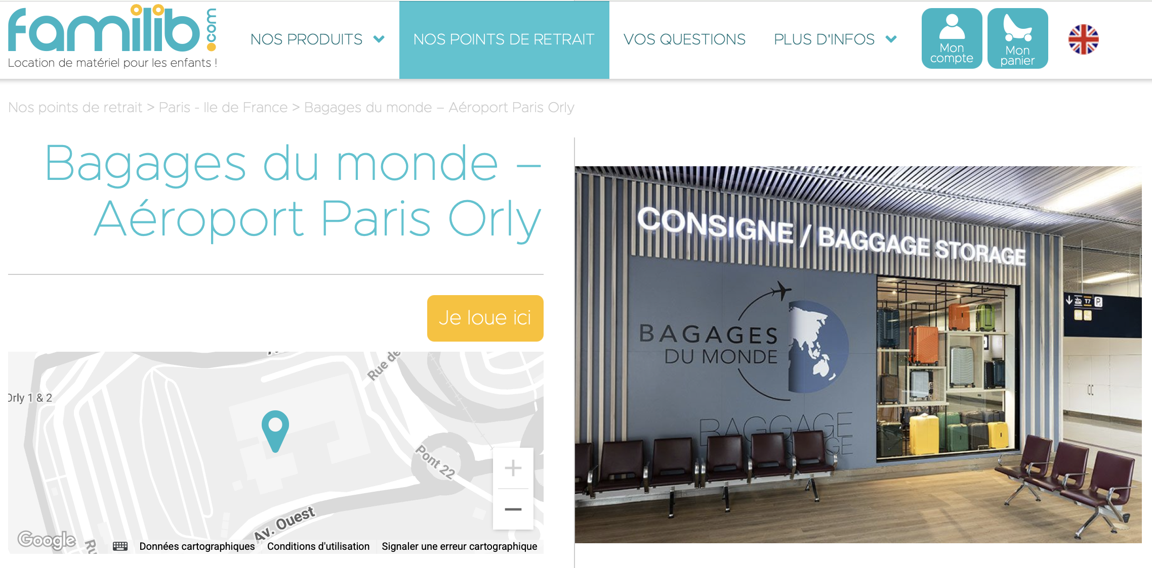 Location poussette aéroport Paris Orly
